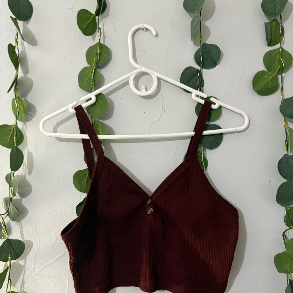 ROMWE Burgundy Crop Top